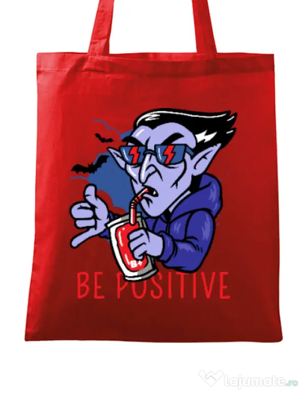 Sacosa din panza Be positive Rosu