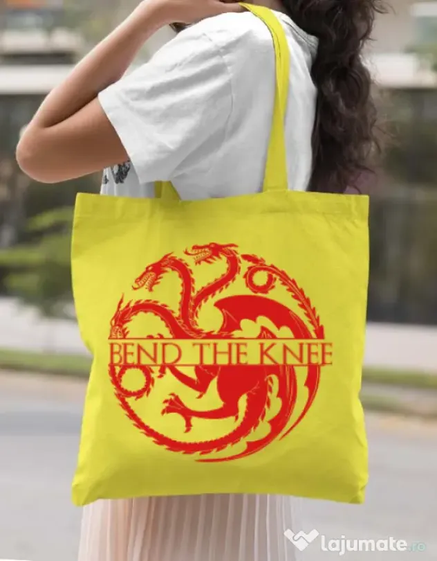 Sacosa din panza Bend the knee Galben