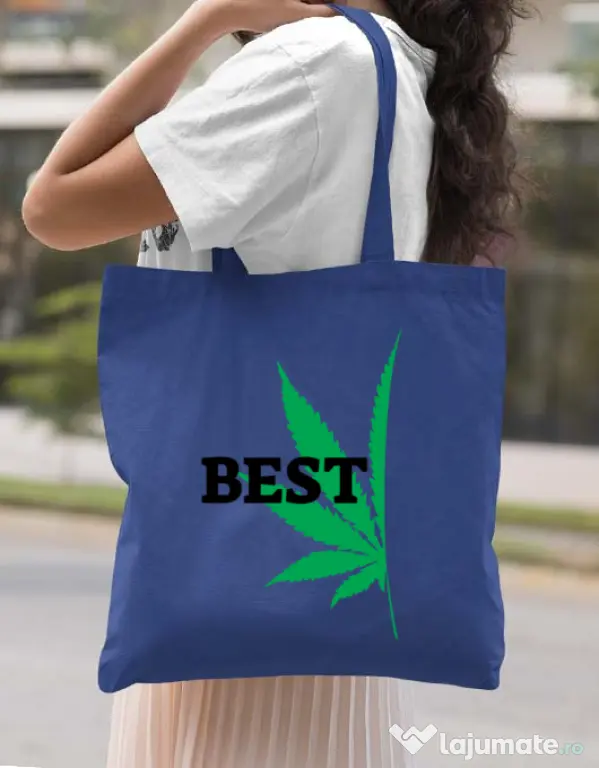 Sacosa din panza Best buds 1 Albastru regal