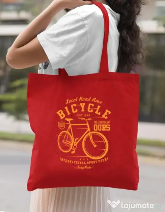 Sacosa din panza Bicycle Rosu