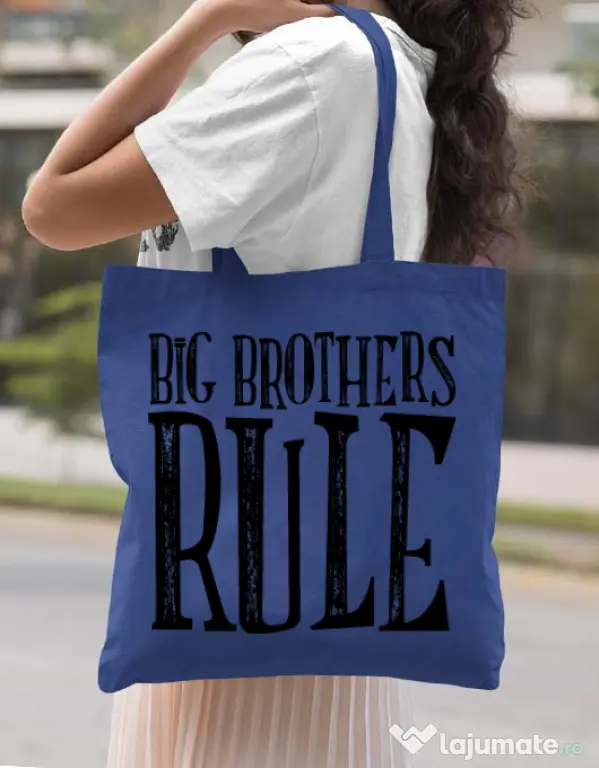 Sacosa din panza Big brothers rule Albastru regal