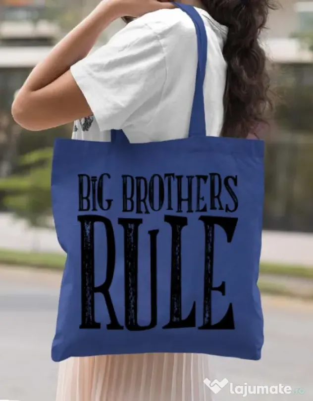Sacosa din panza Big brothers rule Albastru regal