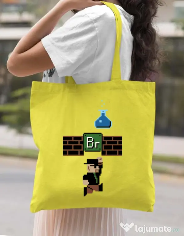 Sacosa din panza Breaking Mario Galben