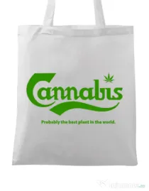 Sacosa din panza Cannabis Alb