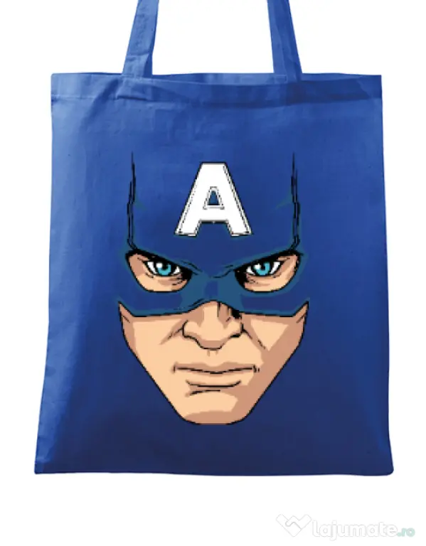 Sacosa din panza Captain America Mask Albastru regal
