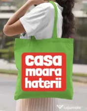 Sacosa din panza Casa moara haterii Verde mar