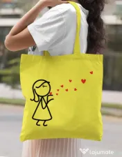Sacosa din panza Catching love 2 Galben