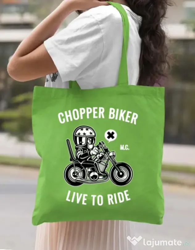 Sacosa din panza Chopper biker Verde mar