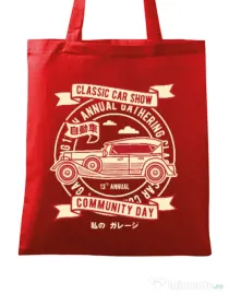 Sacosa din panza Classic Car Show Rosu
