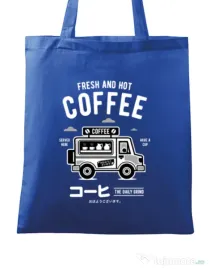 Sacosa din panza Coffee Van Albastru regal