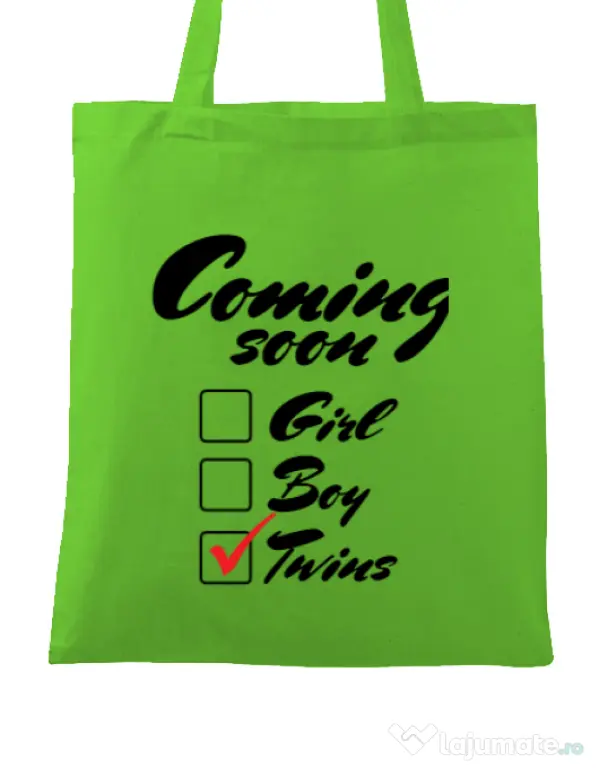 Sacosa din panza Coming soon 2 Verde mar