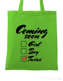 Sacosa din panza Coming soon 2 Verde mar