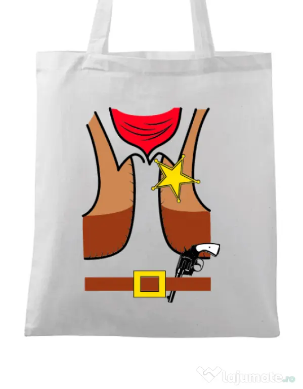 Sacosa din panza Cowboy Suit 1 Alb