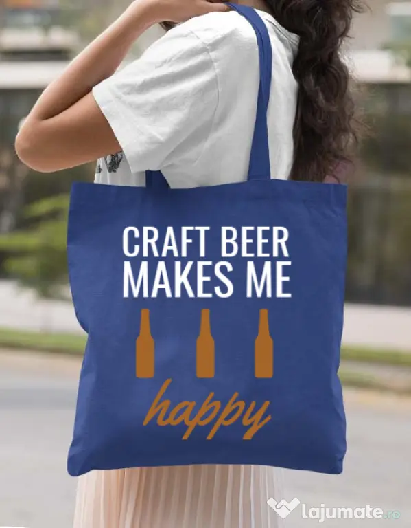 Sacosa din panza Craft beer Albastru regal