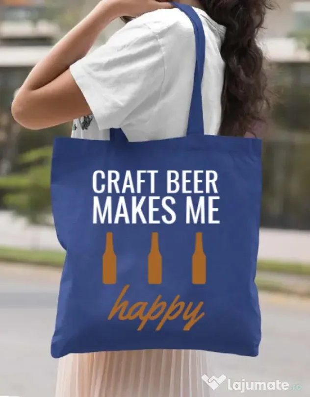 Sacosa din panza Craft beer Albastru regal