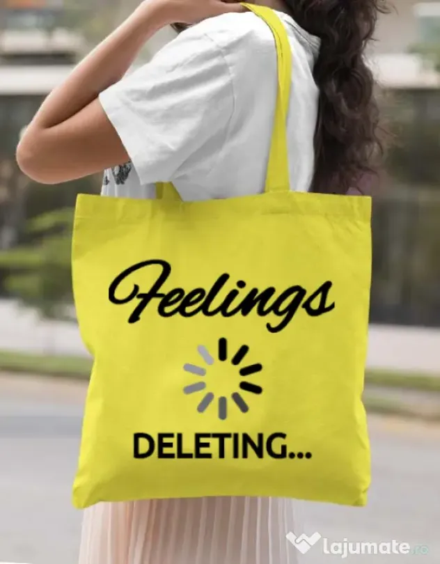 Sacosa din panza Deleting feelings Galben