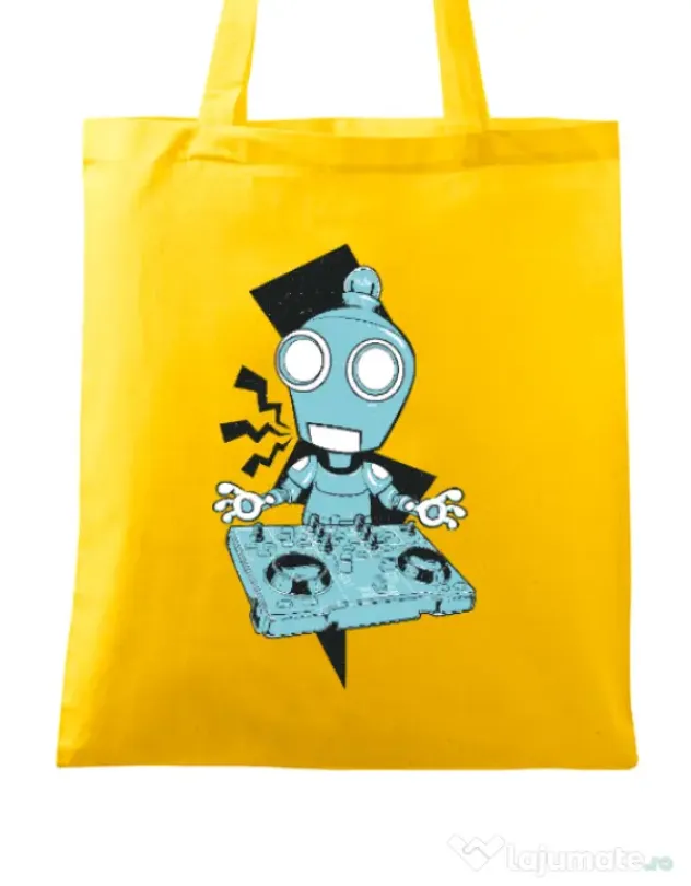 Sacosa din panza Dj robot Galben
