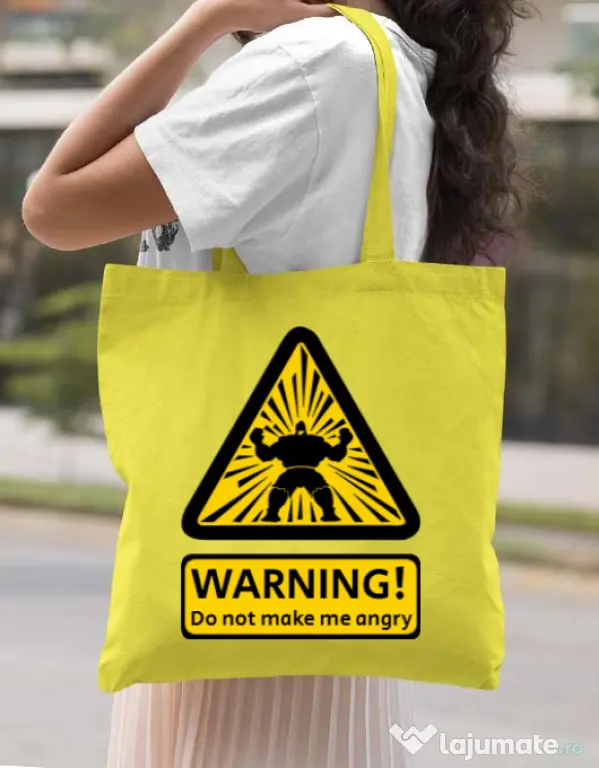 Sacosa din panza Do not make me angry Galben