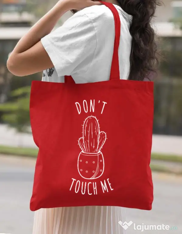 Sacosa din panza Do not touch me Rosu