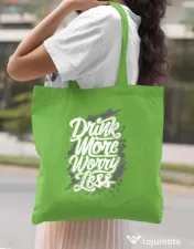 Sacosa din panza Drink more worry less Verde mar