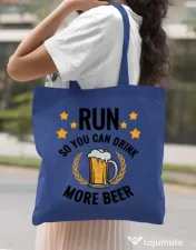 Sacosa din panza Drinking more beer Albastru regal