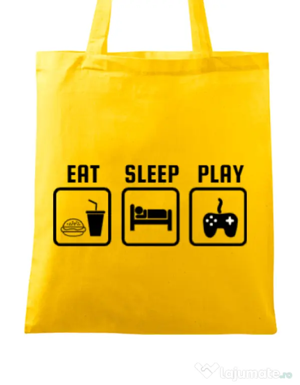 Sacosa din panza Eat sleep play Galben