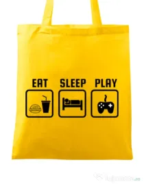 Sacosa din panza Eat sleep play Galben