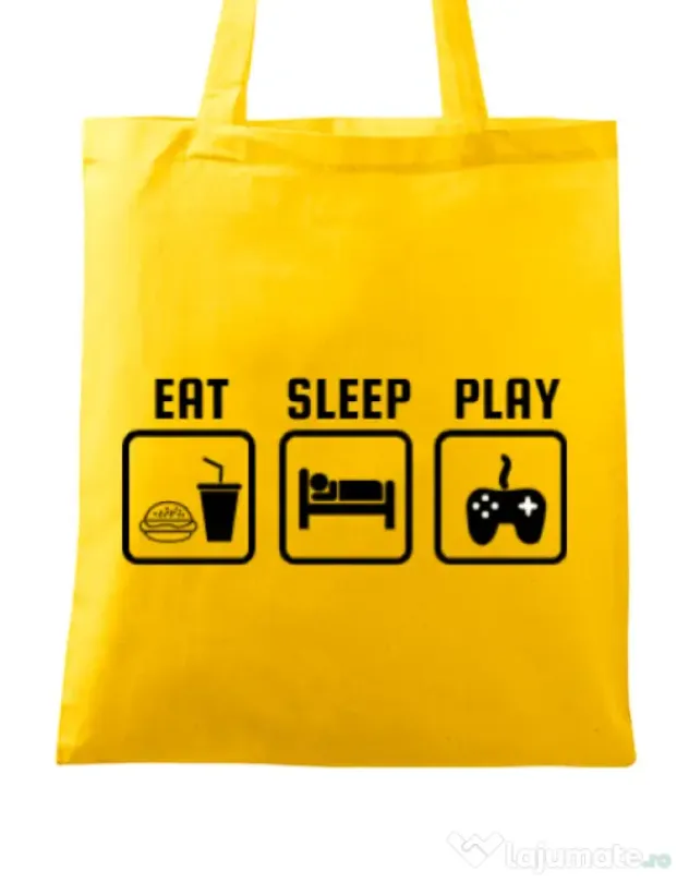 Sacosa din panza Eat sleep play Galben