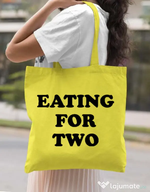 Sacosa din panza Eating for two Galben