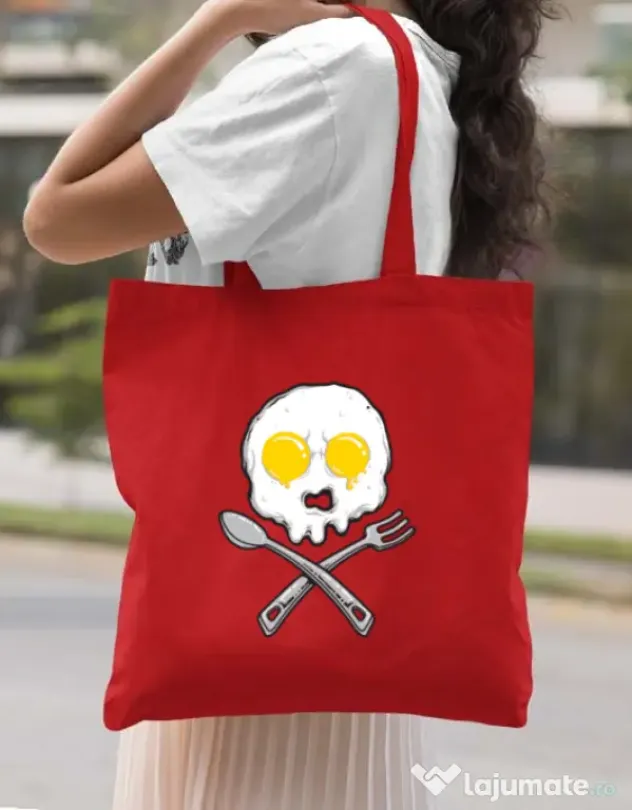 Sacosa din panza Eggskull Rosu