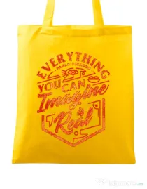 Sacosa din panza Everything You Can Imagine is Real Galben