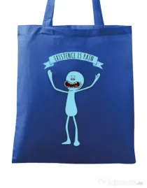 Sacosa din panza Existence is pain Albastru regal