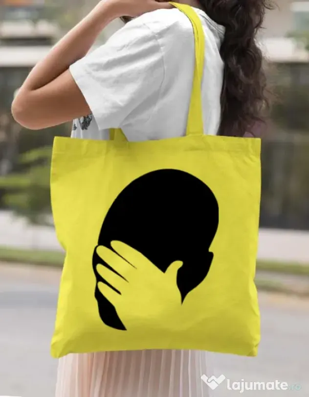 Sacosa din panza Facepalm Galben