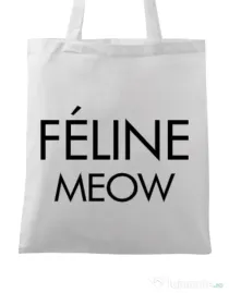 Sacosa din panza Feline meow Alb