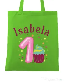 Sacosa din panza First Birthday Verde mar