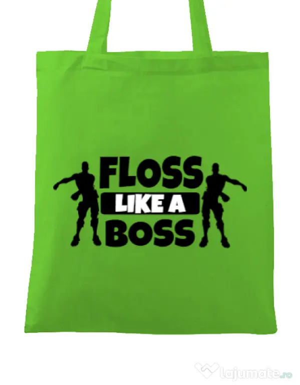 Sacosa din panza Floss like a boss Verde mar