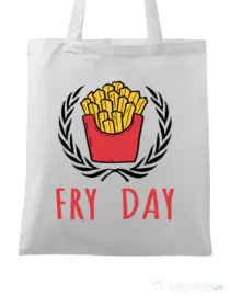 Sacosa din panza Fry Day Alb