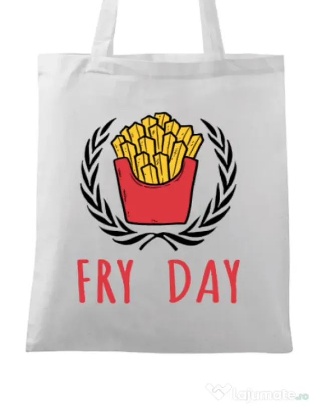Sacosa din panza Fry Day Alb