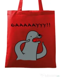 Sacosa din panza Funny seal Rosu