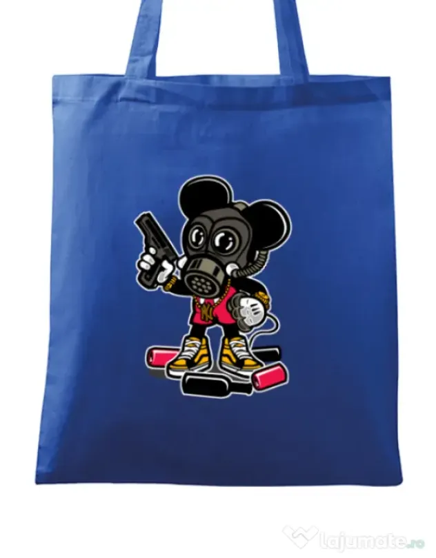 Sacosa din panza Gangsta Mouse Albastru regal