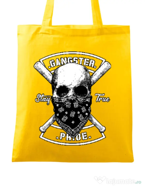 Sacosa din panza Gangster skull Galben