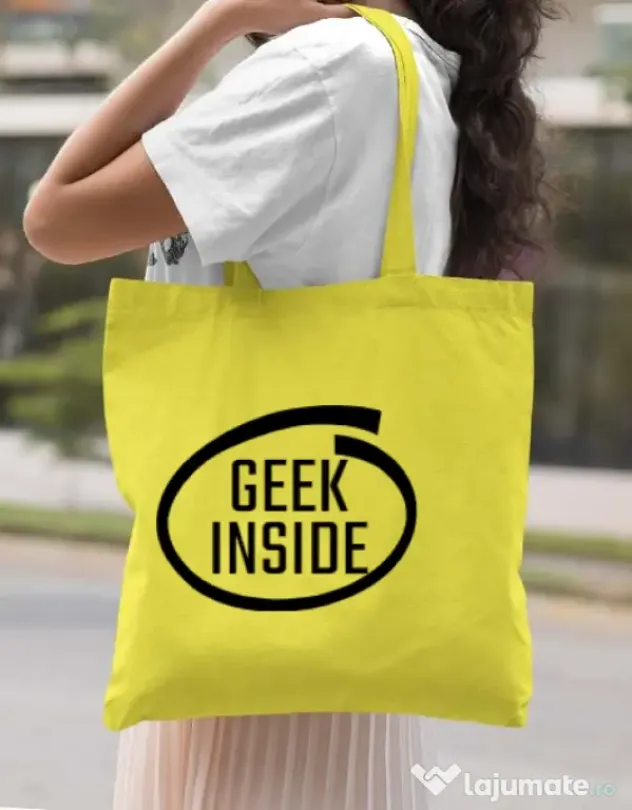 Sacosa din panza Geek inside Galben