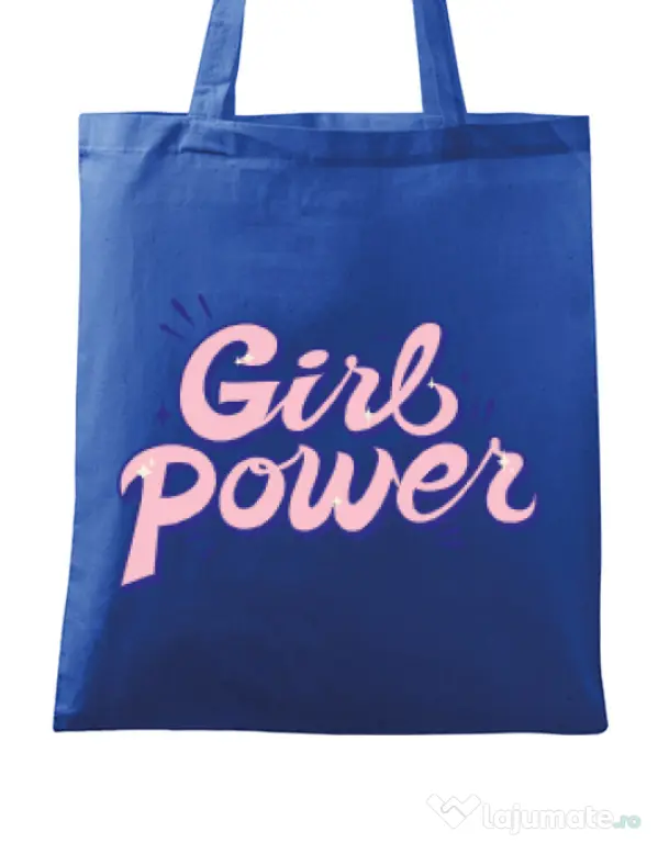 Sacosa din panza Girl power Albastru regal