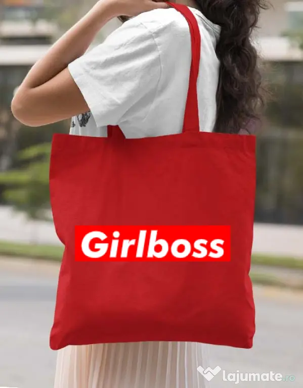 Sacosa din panza Girlboss Rosu