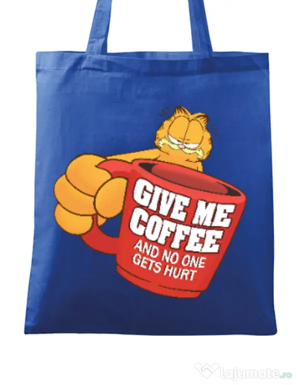 Sacosa din panza Give me coffee Albastru regal