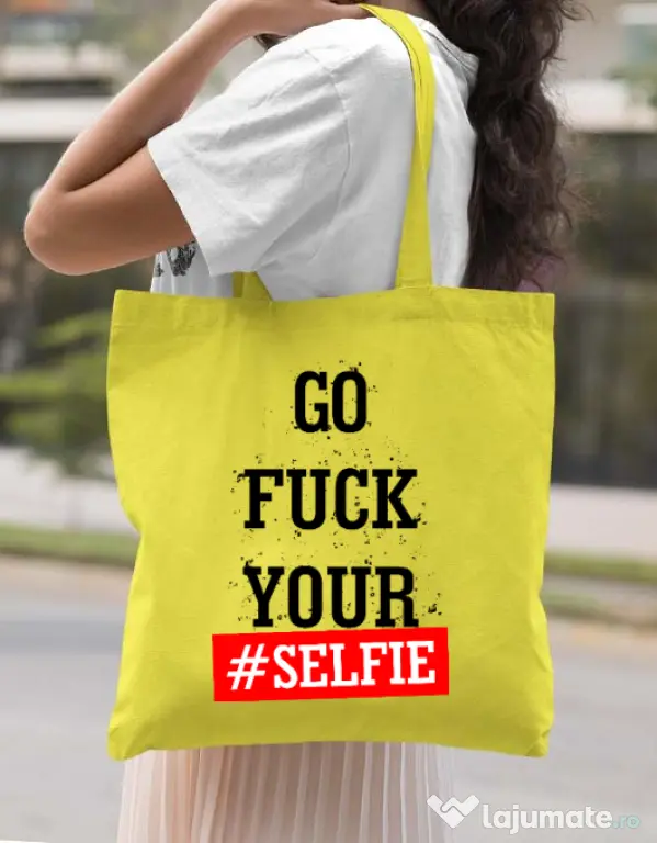 Sacosa din panza Go fuck your selfie Galben