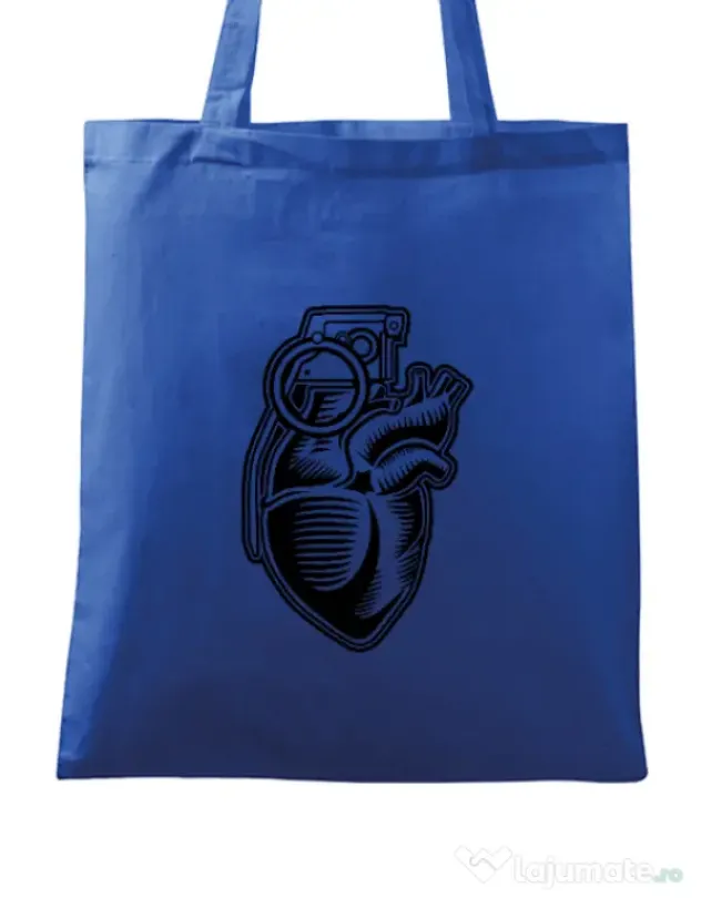 Sacosa din panza Grenade Heart Albastru regal