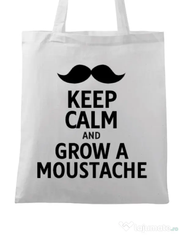 Sacosa din panza Grow a moustache Alb