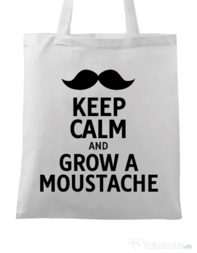 Sacosa din panza Grow a moustache Alb