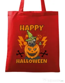 Sacosa din panza Halloween Pug Rosu